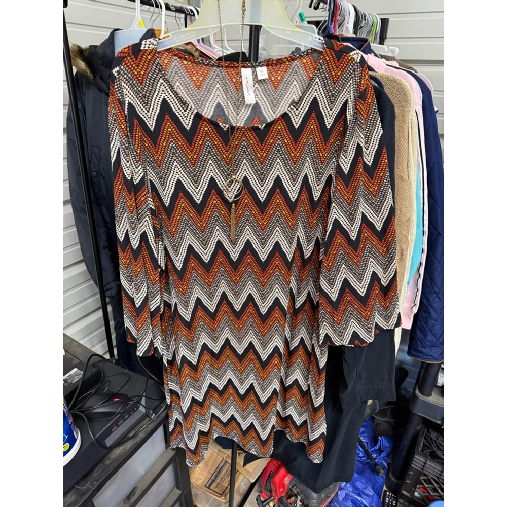 Women's Tacera Chevron Dress XL Black Orange White